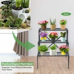 Costway 3 Tier Stair Style Metal Plant Stand Garden Shelf Flower Pot Display Rack -Cheap Planters Store unnamed file 7879