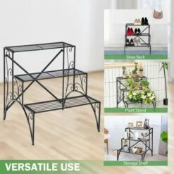 Costway 3 Tier Stair Style Metal Plant Stand Garden Shelf Flower Pot Display Rack -Cheap Planters Store unnamed file 7880