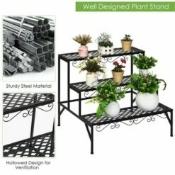 Costway 3 Tiers Metal Plant Stand Ladder Flower Pot Rack Decorative Planter Holder -Cheap Planters Store unnamed file 7888