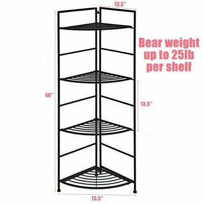 Costway 4 Tier Folding Metal Shelf Plant Stand Storage Open Shelf Corner Display Rack 3 Costway 4 Tier Folding Metal Shelf Plant Stand Storage Open Shelf Corner Display Rack