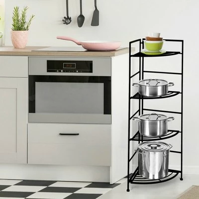 Costway 4 Tier Folding Metal Shelf Plant Stand Storage Open Shelf Corner Display Rack 7 Costway 4 Tier Folding Metal Shelf Plant Stand Storage Open Shelf Corner Display Rack - Image 5