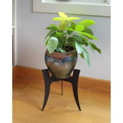 12" Tall Small Indoor Outdoor Ibex Iron Plant Stand with Curved Legs Black Powder Coat Finish - Achla Designs 3 12" Tall Small Indoor Outdoor Ibex Iron Plant Stand with Curved Legs Black Powder Coat Finish - Achla Designs