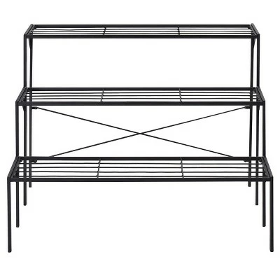 Costway 3 Tier Shelf Flower Plant Display Stand Rack Large Modern Black Metal Heavy Duty 5 Costway 3 Tier Shelf Flower Plant Display Stand Rack Large Modern Black Metal Heavy Duty - Image 3