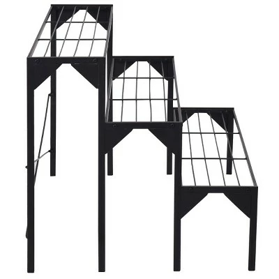 Costway 3 Tier Shelf Flower Plant Display Stand Rack Large Modern Black Metal Heavy Duty 6 Costway 3 Tier Shelf Flower Plant Display Stand Rack Large Modern Black Metal Heavy Duty - Image 4