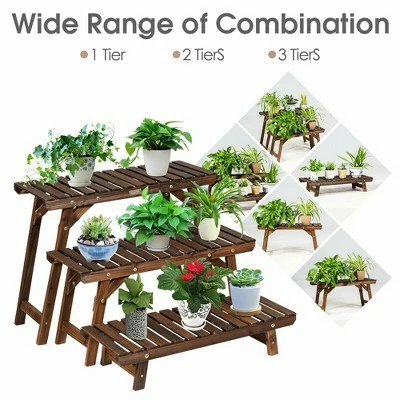 Costway 3 Tier Step Design Plant Shelf Rack Freestanding Ladder Flower Pot Stand Holder 9 Costway 3 Tier Step Design Plant Shelf Rack Freestanding Ladder Flower Pot Stand Holder - Image 7