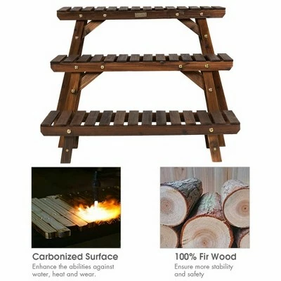 Costway 3 Tier Step Design Plant Shelf Rack Freestanding Ladder Flower Pot Stand Holder 10 Costway 3 Tier Step Design Plant Shelf Rack Freestanding Ladder Flower Pot Stand Holder - Image 8