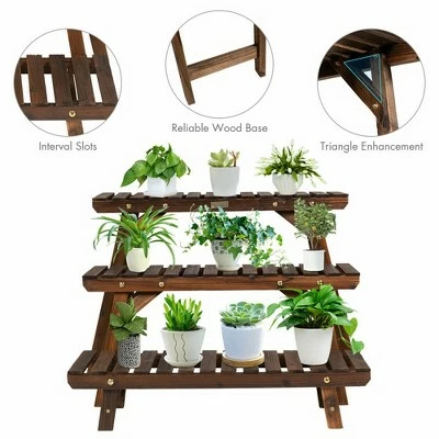 Costway 3 Tier Step Design Plant Shelf Rack Freestanding Ladder Flower Pot Stand Holder 11 Costway 3 Tier Step Design Plant Shelf Rack Freestanding Ladder Flower Pot Stand Holder - Image 9