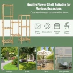 Costway Bamboo 9-Tier Plant Stand Utility Shelf Free Standing Storage Rack Pot Holder -Cheap Planters Store unnamed file 7954