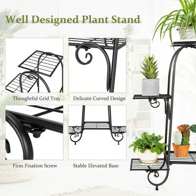 Costway 6 Tier Flower Pot Holder Metal Vertical Shelves Corner Plants Display Rack 7 Costway 6 Tier Flower Pot Holder Metal Vertical Shelves Corner Plants Display Rack - Image 5