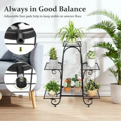 Costway 6 Tier Flower Pot Holder Metal Vertical Shelves Corner Plants Display Rack 8 Costway 6 Tier Flower Pot Holder Metal Vertical Shelves Corner Plants Display Rack - Image 6