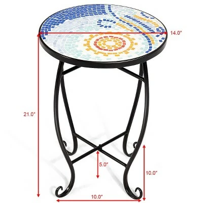 Costway Outdoor Indoor Accent Table Plant Stand Scheme Garden Steel Ocean 3 Costway Outdoor Indoor Accent Table Plant Stand Scheme Garden Steel Ocean