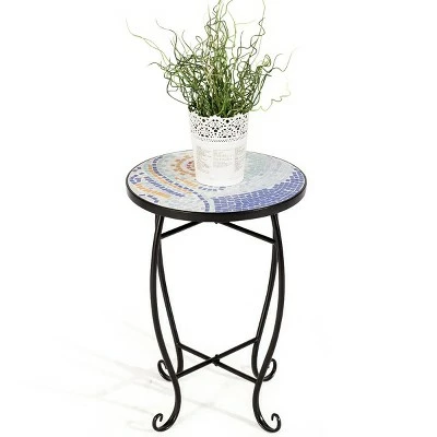 Costway Outdoor Indoor Accent Table Plant Stand Scheme Garden Steel Ocean 7 Costway Outdoor Indoor Accent Table Plant Stand Scheme Garden Steel Ocean - Image 5