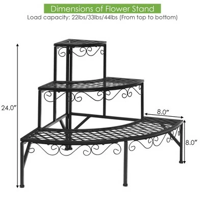 Costway Corner Plant Stand Metal 3 Tier Ladder Potted Shelf Flower Holder Display Rack 3 Costway Corner Plant Stand Metal 3 Tier Ladder Potted Shelf Flower Holder Display Rack
