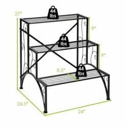 Costway Plant Rack 3-Tier Metal Plant Stand Garden Shelf Stair Style Decorative
