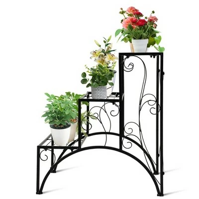 Costway Plant Rack 3-Tier Metal Plant Stand Garden Shelf Stair Style Decorative 8 Costway Plant Rack 3-Tier Metal Plant Stand Garden Shelf Stair Style Decorative - Image 7