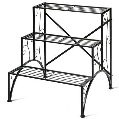 Costway Plant Rack 3-Tier Metal Plant Stand Garden Shelf Stair Style Decorative 10 Costway Plant Rack 3-Tier Metal Plant Stand Garden Shelf Stair Style Decorative - Image 9
