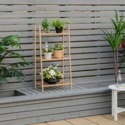 Costway Bamboo Plant Stand 3 Tiers Plant Rack Vertical Tiered Plant Ladder Shelf -Cheap Planters Store unnamed file 8011