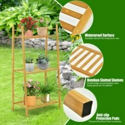 Costway Bamboo Plant Stand 3 Tiers Plant Rack Vertical Tiered Plant Ladder Shelf -Cheap Planters Store unnamed file 8012