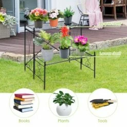 Costway 2-Tier Metal Plant Stand Garden Shelf Decorative Plant Rack Patio Garden -Cheap Planters Store unnamed file 8047