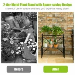 Costway 2-Tier Metal Plant Stand Garden Shelf Decorative Plant Rack Patio Garden -Cheap Planters Store unnamed file 8048