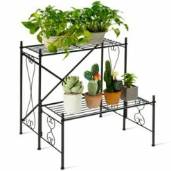 Costway 2-Tier Metal Plant Stand Garden Shelf Decorative Plant Rack Patio Garden -Cheap Planters Store unnamed file 8052