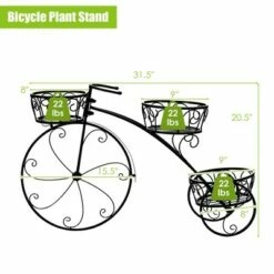 Costway Tricycle Plant Stand Flower Pot Cart Holder Parisian Style Displaying