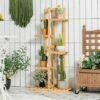 Costway 5 Tier 6 Potted Plant Stand Rack Bamboo Display Shelf for Patio Yard