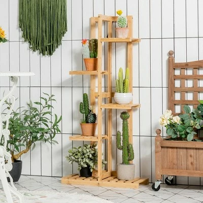 Costway 5 Tier 6 Potted Plant Stand Rack Bamboo Display Shelf for Patio Yard 3 Costway 5 Tier 6 Potted Plant Stand Rack Bamboo Display Shelf for Patio Yard