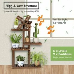 Costway Wood Plant Stand 5 Tier Shelf Multiple Flower Pot Windmill Design 14 Costway Wood Plant Stand 5 Tier Shelf Multiple Flower Pot Windmill Design -Cheap Planters Store unnamed file 8091