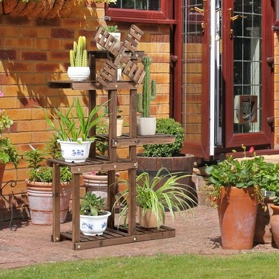 Costway Wood Plant Stand 5 Tier Shelf Multiple Flower Pot Windmill Design 8 Costway Wood Plant Stand 5 Tier Shelf Multiple Flower Pot Windmill Design - Image 6