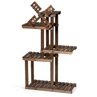Costway Wood Plant Stand 5 Tier Shelf Multiple Flower Pot Windmill Design 10 Costway Wood Plant Stand 5 Tier Shelf Multiple Flower Pot Windmill Design - Image 8