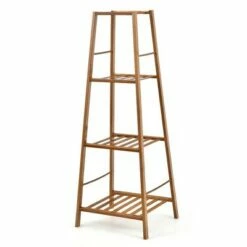 Costway Bamboo Tall Plant Stand Pot Holder Display Shelving Unit Indoor Outdoor NaturalBrown