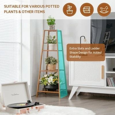Costway Bamboo Tall Plant Stand Pot Holder Display Shelving Unit Indoor Outdoor NaturalBrown 7 Costway Bamboo Tall Plant Stand Pot Holder Display Shelving Unit Indoor Outdoor NaturalBrown - Image 5