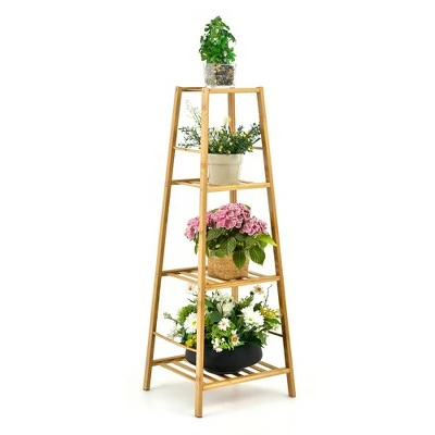 Costway Bamboo Tall Plant Stand Pot Holder Display Shelving Unit Indoor Outdoor NaturalBrown 13 Costway Bamboo Tall Plant Stand Pot Holder Display Shelving Unit Indoor Outdoor NaturalBrown - Image 11