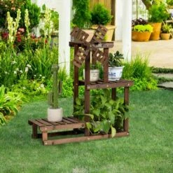 Costway Wood Plant Stand 4 Tier Shelf Multiple Flower Pot Windmill Design -Cheap Planters Store unnamed file 8136
