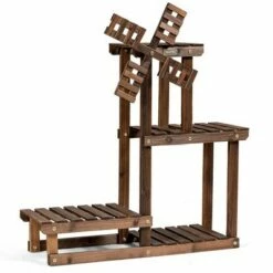 Costway Wood Plant Stand 4 Tier Shelf Multiple Flower Pot Windmill Design -Cheap Planters Store unnamed file 8137