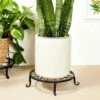 Farmlyn Creek 4 Pack Black Metal Plant Stand, Flower Pot Holder for Indoor & Outdoor, Garden or Home Decor, 9" x 2.7"