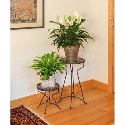ACHLA Designs 12.5" x 12" Roman Bronze Wrought Iron Capri Plant Stand Powder Coated 4 ACHLA Designs 12.5" x 12" Roman Bronze Wrought Iron Capri Plant Stand Powder Coated - Image 2
