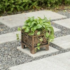Gardenised Outdoor Living Butterfly Square Plant Stand, Flower Planting Pot, Antique Bronze -Cheap Planters Store unnamed file 8185