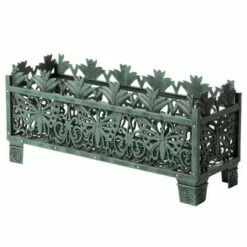 Gardenised Outdoor Living Butterfly Rectangle Plant Stand, Flower Planting Pot, Antique Green
