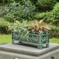 Gardenised Outdoor Living Butterfly Rectangle Plant Stand, Flower Planting Pot, Antique Green -Cheap Planters Store unnamed file 8190