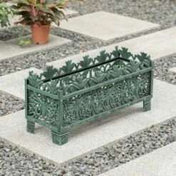 Gardenised Outdoor Living Butterfly Rectangle Plant Stand, Flower Planting Pot, Antique Green -Cheap Planters Store unnamed file 8195