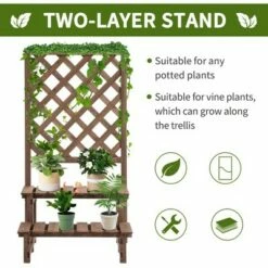 Outsunny 2-Tier Wooden Garden Elevated Plant Stand Display Free Standing Flower Pot Rack with Climbing Vine Trellis for the Backyard -Cheap Planters Store unnamed file 8198