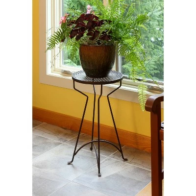 ACHLA Designs 24.8" x 14" Roman Bronze Wrought Iron Capri Plant Stand Powder Coated 4 ACHLA Designs 24.8" x 14" Roman Bronze Wrought Iron Capri Plant Stand Powder Coated - Image 2