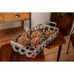 Olivia & May Set of 2 Farmhouse Iron Basket Rectangular Planters - Olivia & May