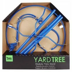 Yard Butler IYT-5BLU Indoor Outdoor 84 Inch Tall Gardening Yard Tree with 3 Shepherds Hooks and 2 Flower Pot Rings for 7 Inch Planters, Blue