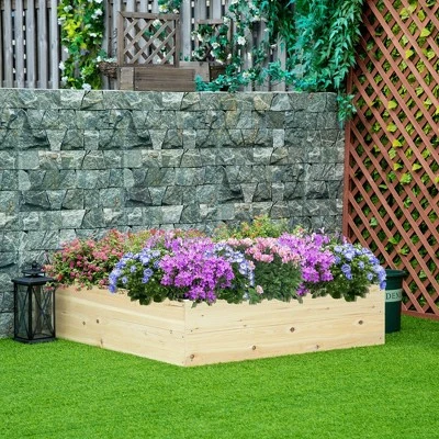 Outsunny 46'' x 46'' Raised Garden Bed Elevated Wooden Planter Box for Backyard, Patio to Grow Vegetables, Herbs, and Flowers 4 Outsunny 46'' x 46'' Raised Garden Bed Elevated Wooden Planter Box for Backyard, Patio to Grow Vegetables, Herbs, and Flowers - Image 2