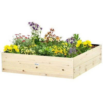 Outsunny 46'' x 46'' Raised Garden Bed Elevated Wooden Planter Box for Backyard, Patio to Grow Vegetables, Herbs, and Flowers 5 Outsunny 46'' x 46'' Raised Garden Bed Elevated Wooden Planter Box for Backyard, Patio to Grow Vegetables, Herbs, and Flowers - Image 3