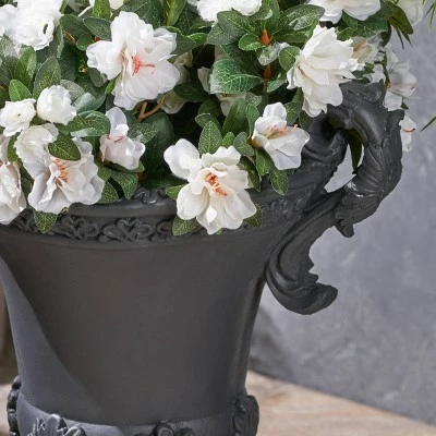 19.25" Delphine Lightweight Concrete Patio Urn Planter Black - Christopher Knight Home 4 19.25" Delphine Lightweight Concrete Patio Urn Planter Black - Christopher Knight Home - Image 2