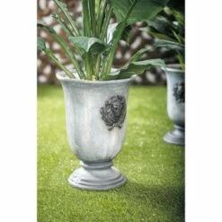 Traditional Resin Flower Pot Distressed Gray - Olivia & May